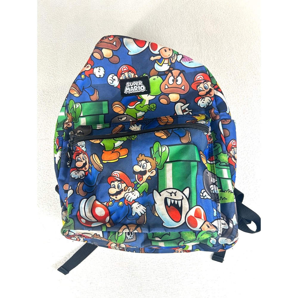 Super Mario Backpack Kids OS Blue Character Print Nintendo Gamer Bag